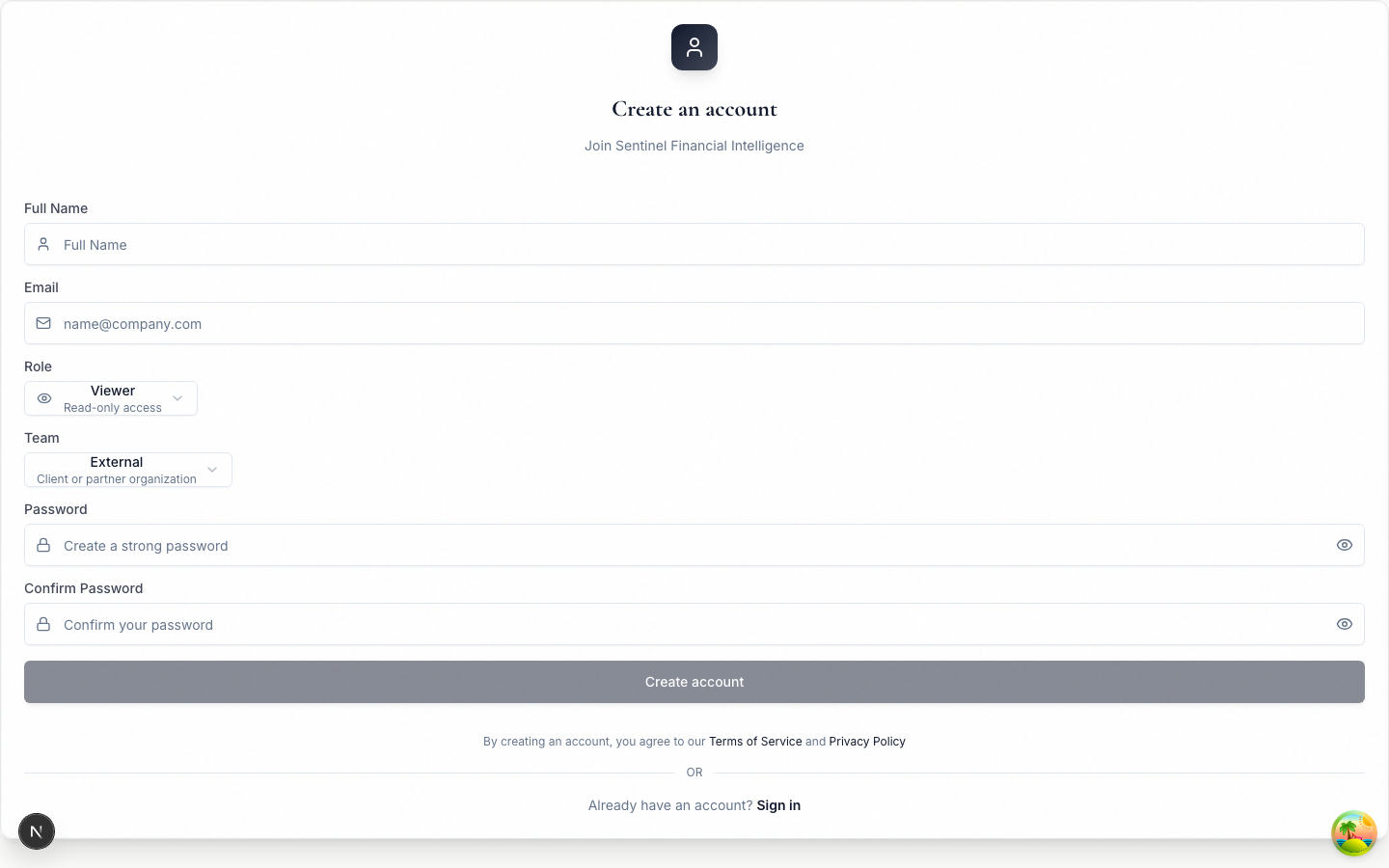Register page