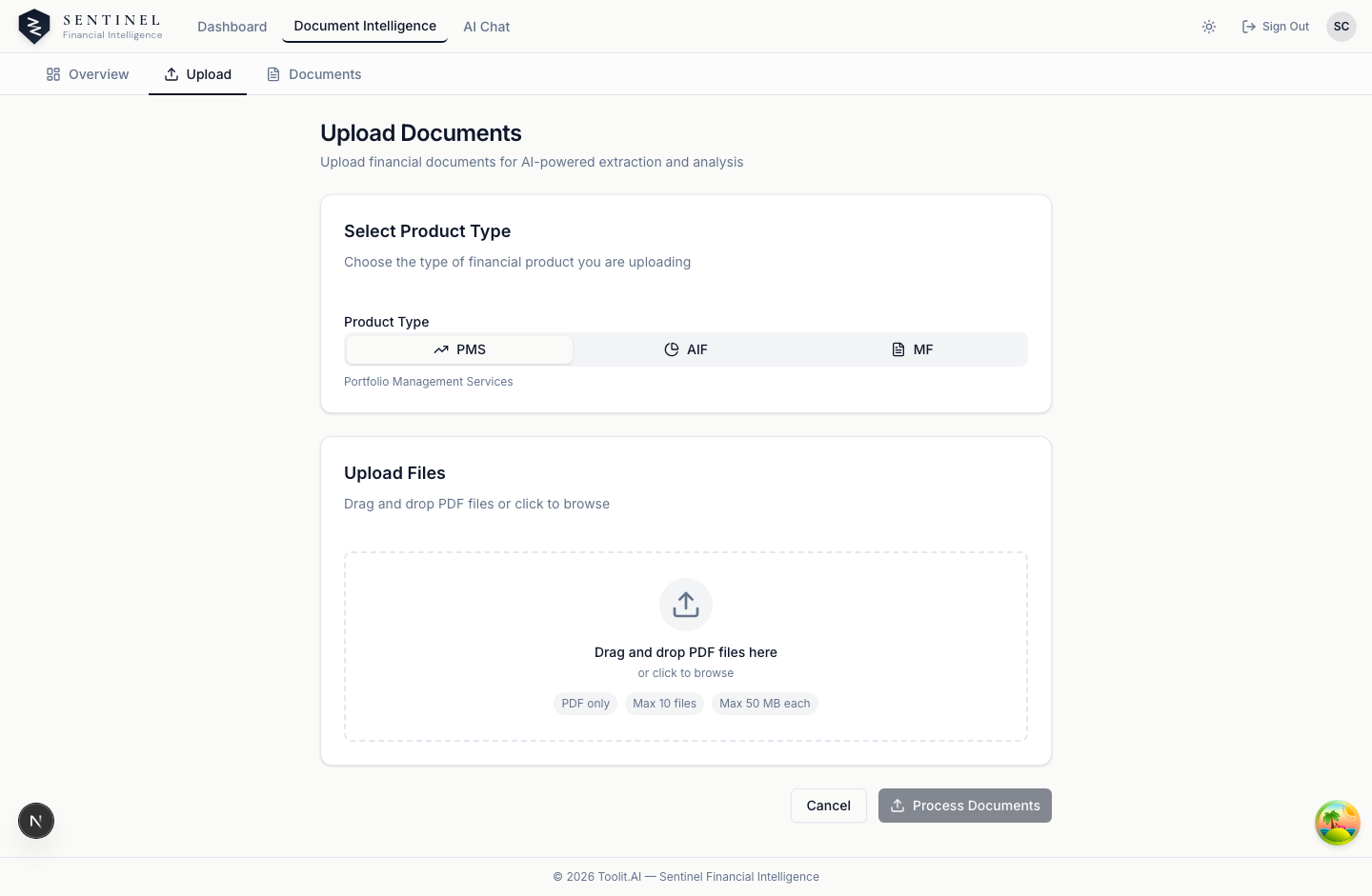 Upload page